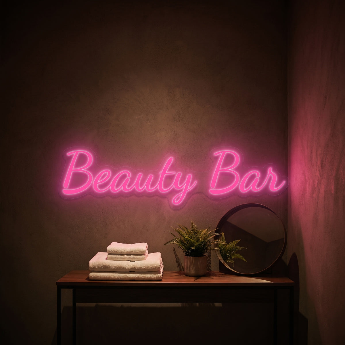 Néon LED Beauty Bar allumé en situation