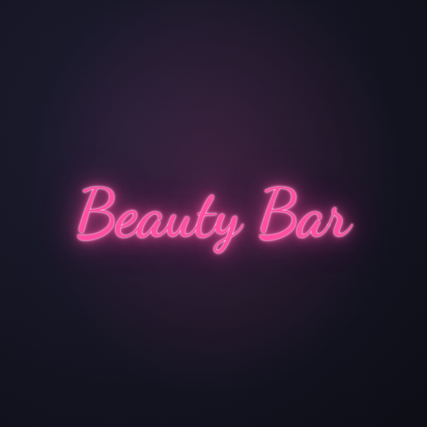 Néon LED Beauty Bar allumé sur mur sombre