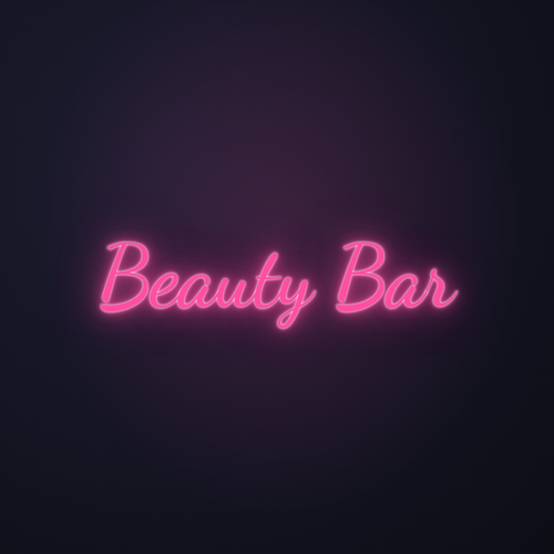 Néon LED Beauty Bar allumé sur mur sombre