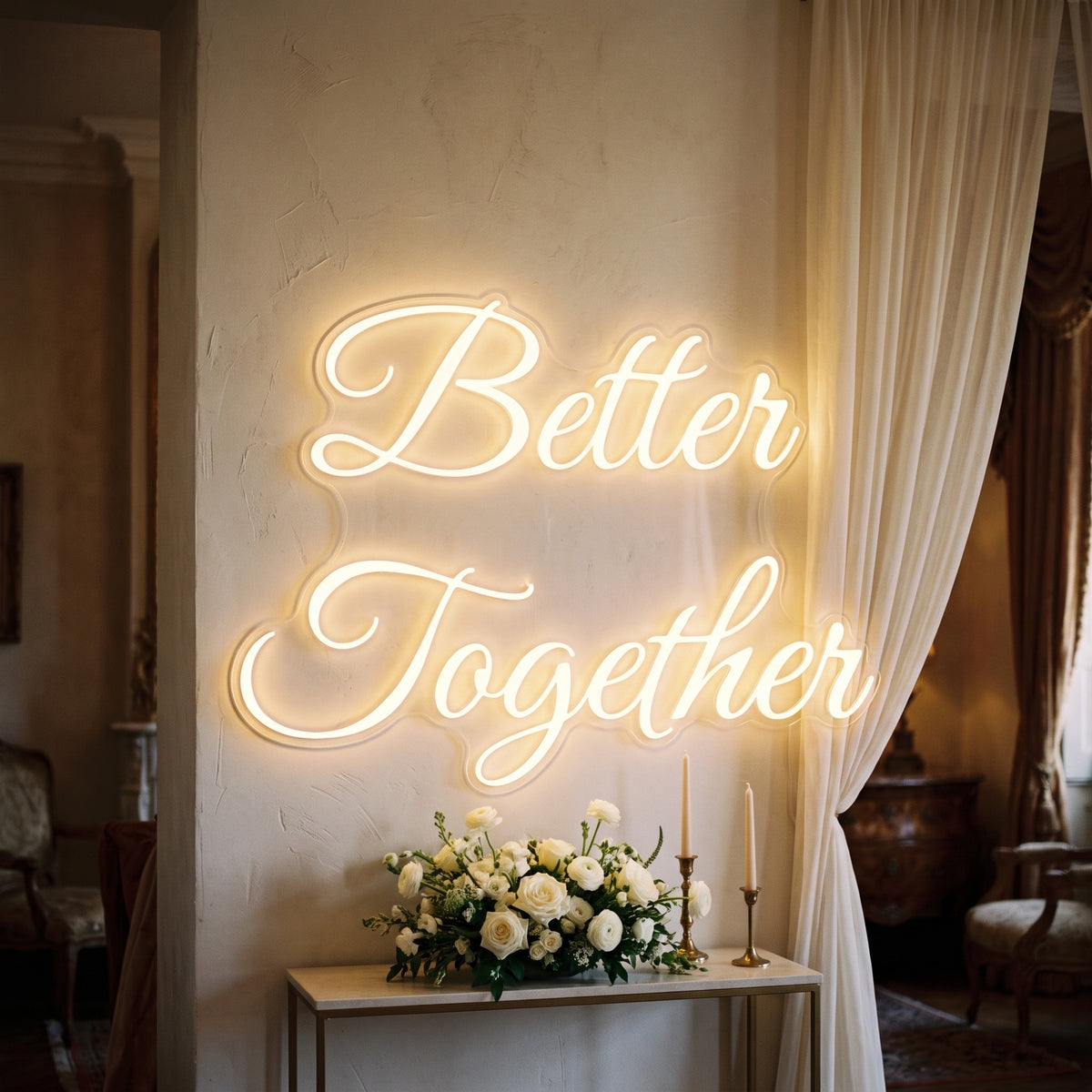 Néon LED Better Together allumé en situation