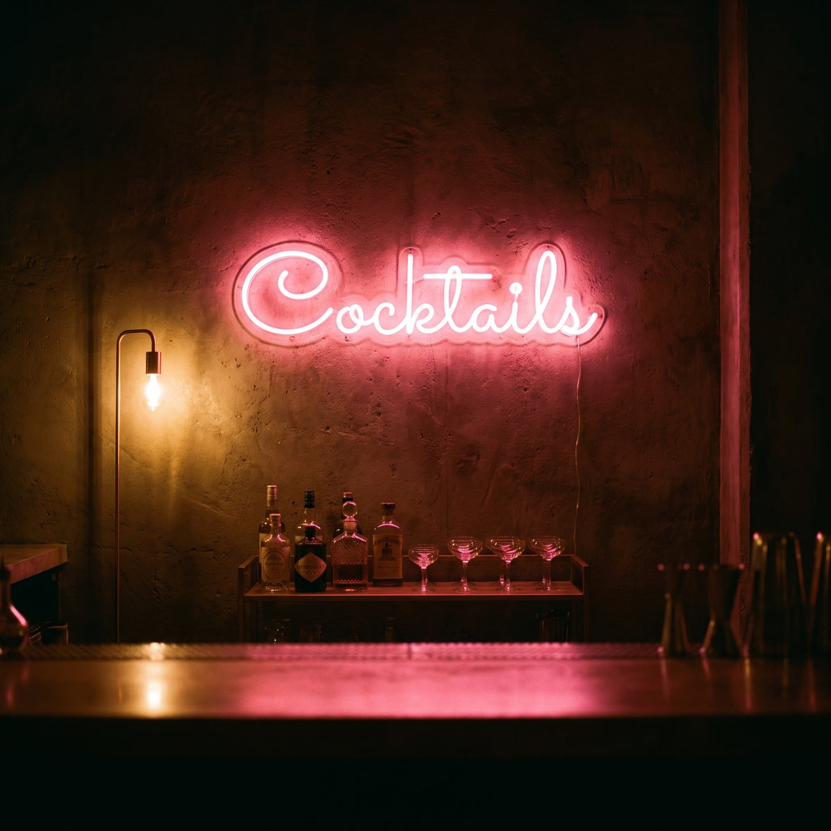 Néon LED Cocktails allumé en situation