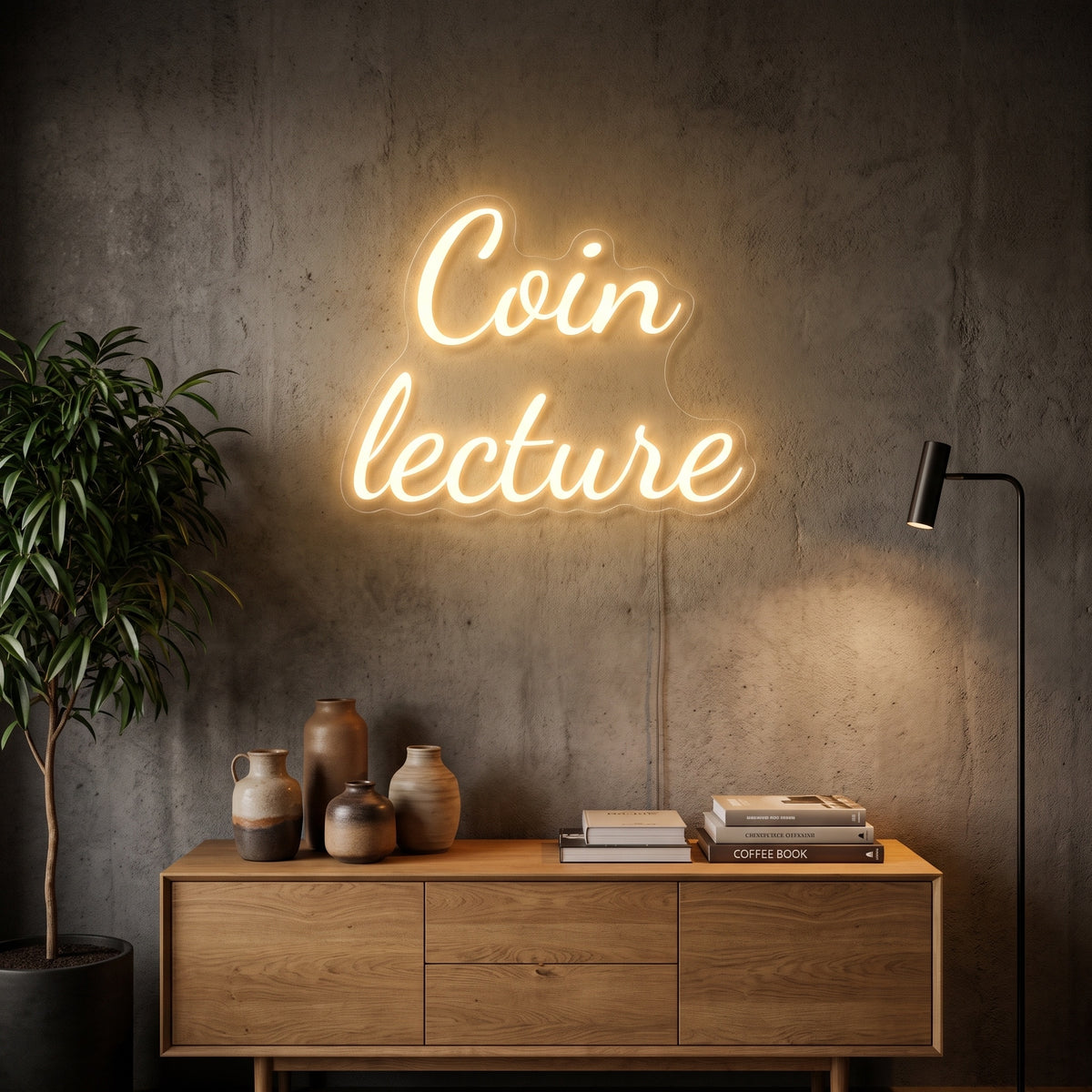 Néon LED Coin lecture allumé en situation