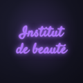 Néon LED Institut de beauté allumé sur mur sombre