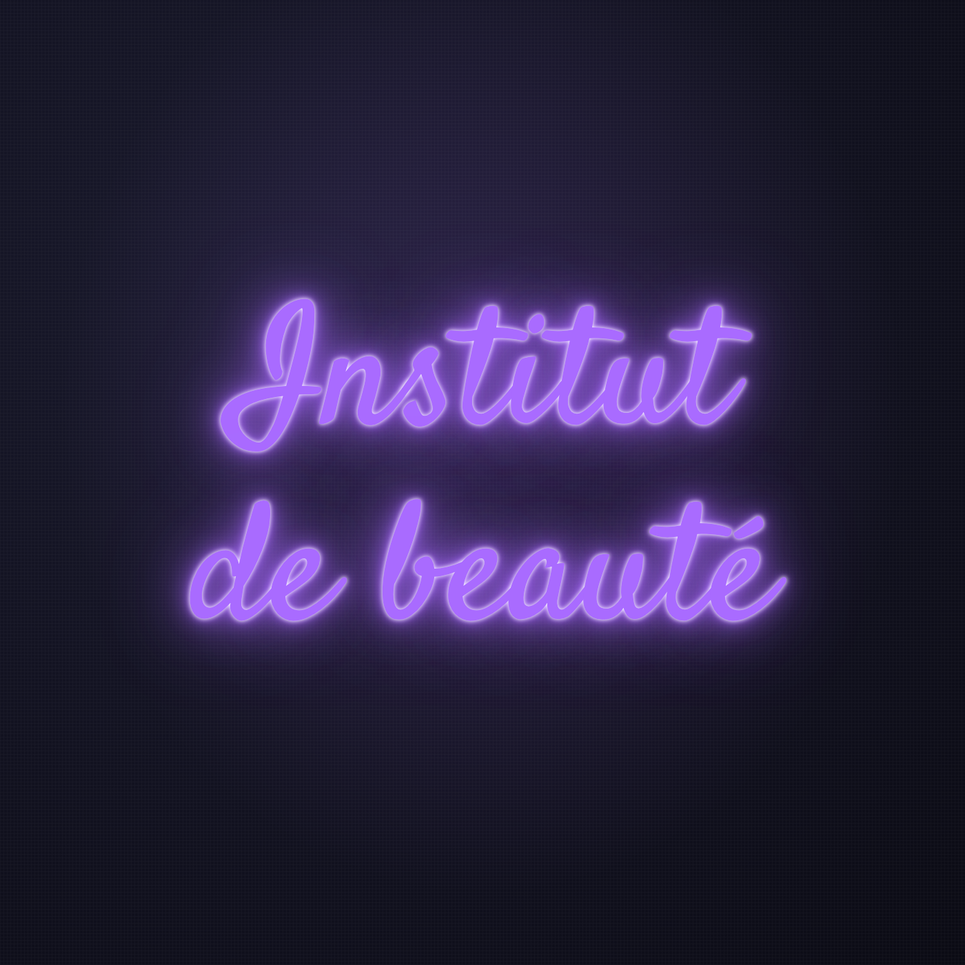 Néon LED Institut de beauté allumé sur mur sombre