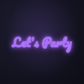 Néon LED Let's Party allumé sur mur sombre