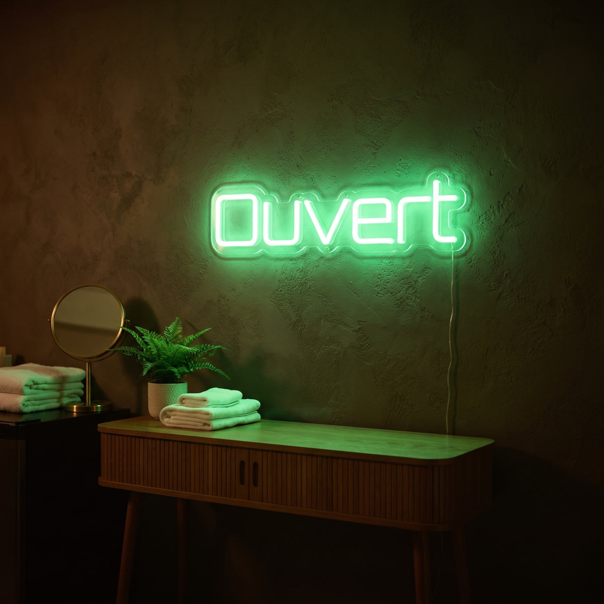 Néon LED Ouvert allumé en situation