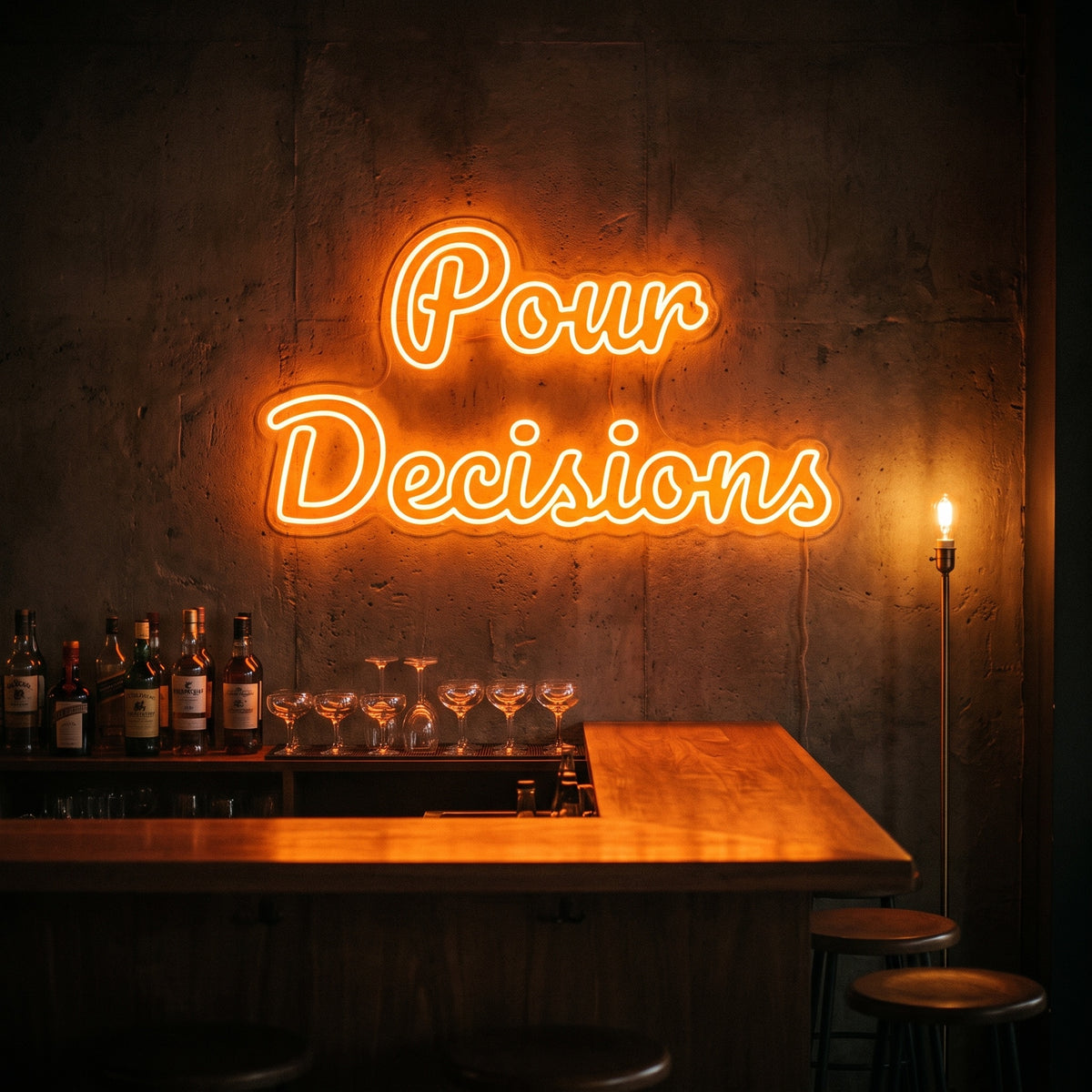 Néon LED Pour Decisions allumé en situation