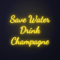 Néon LED Save Water Drink Champagne allumé sur mur sombre