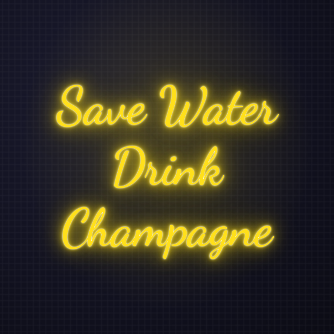 Néon LED Save Water Drink Champagne allumé sur mur sombre