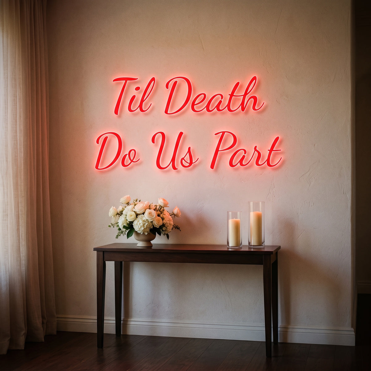 Néon LED Til Death Do Us Part allumé en situation