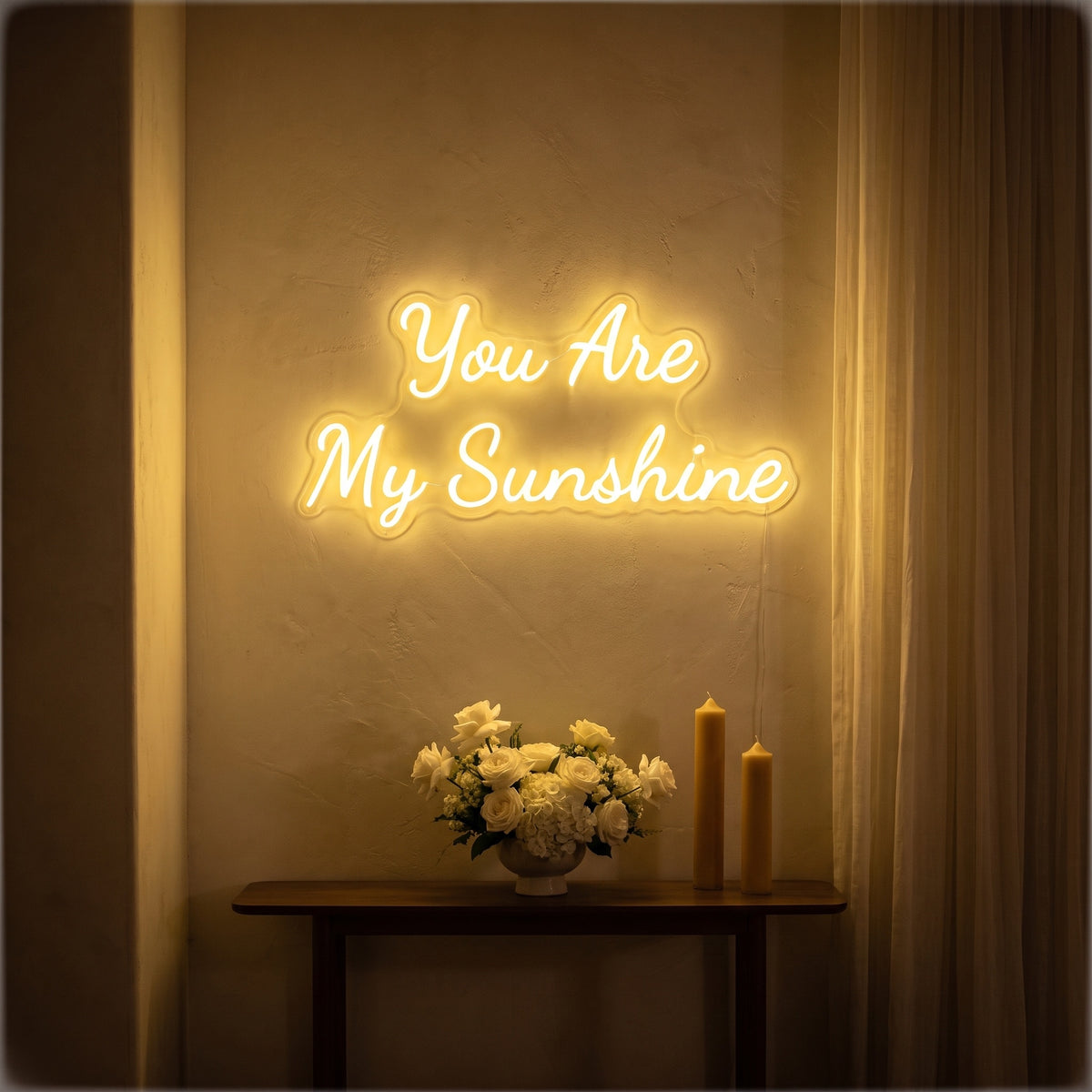 Néon LED You Are My Sunshine allumé en situation