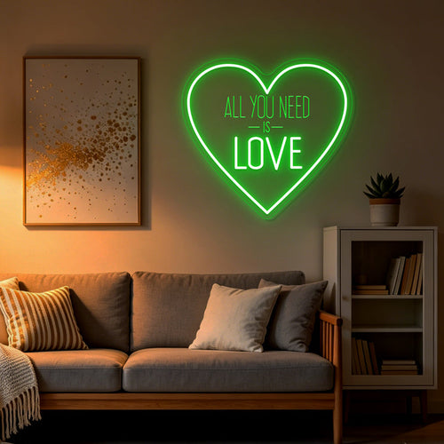 Enseigne néon LED All You Need Is Love verte