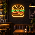Néon Burger NOCTANEON dans un restaurant sombre